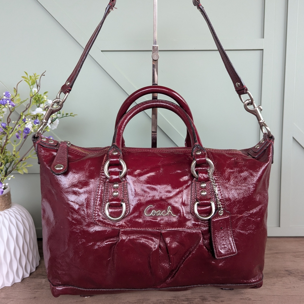 Coach Burgundy Patent Leather Satchel